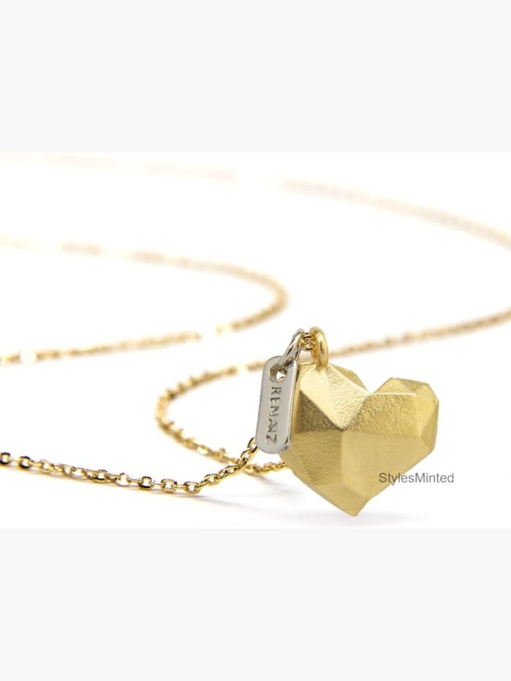 Geometric Low Poly Initial Pendant Necklace 14K Gold Plated 14-24in Chain
